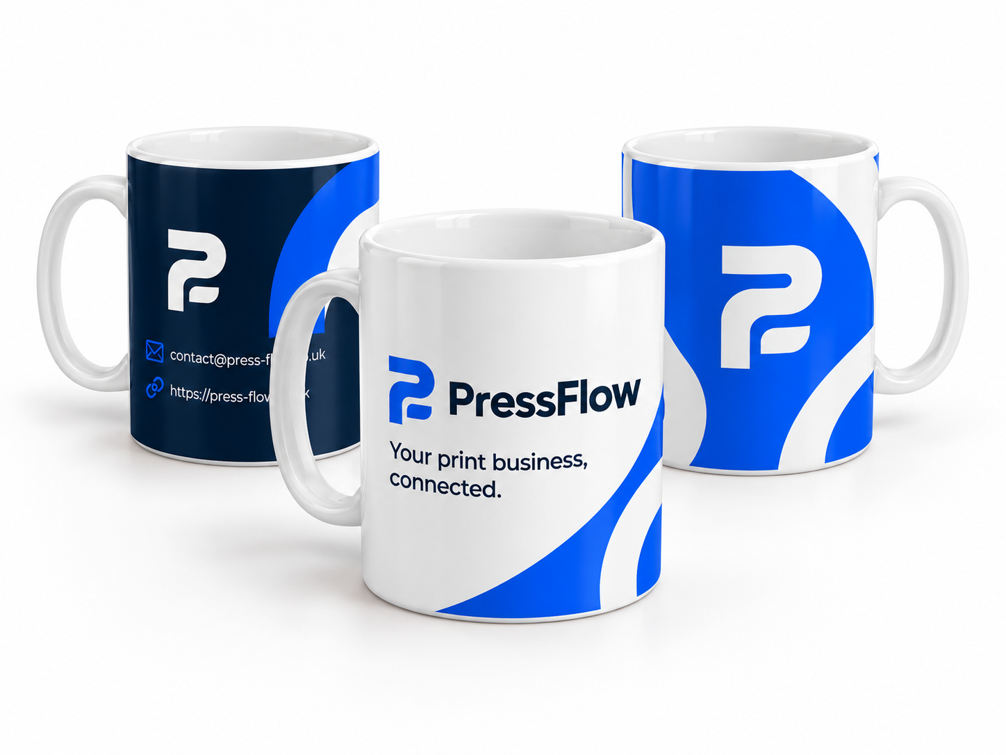 PressFlow branded merchandise mockups